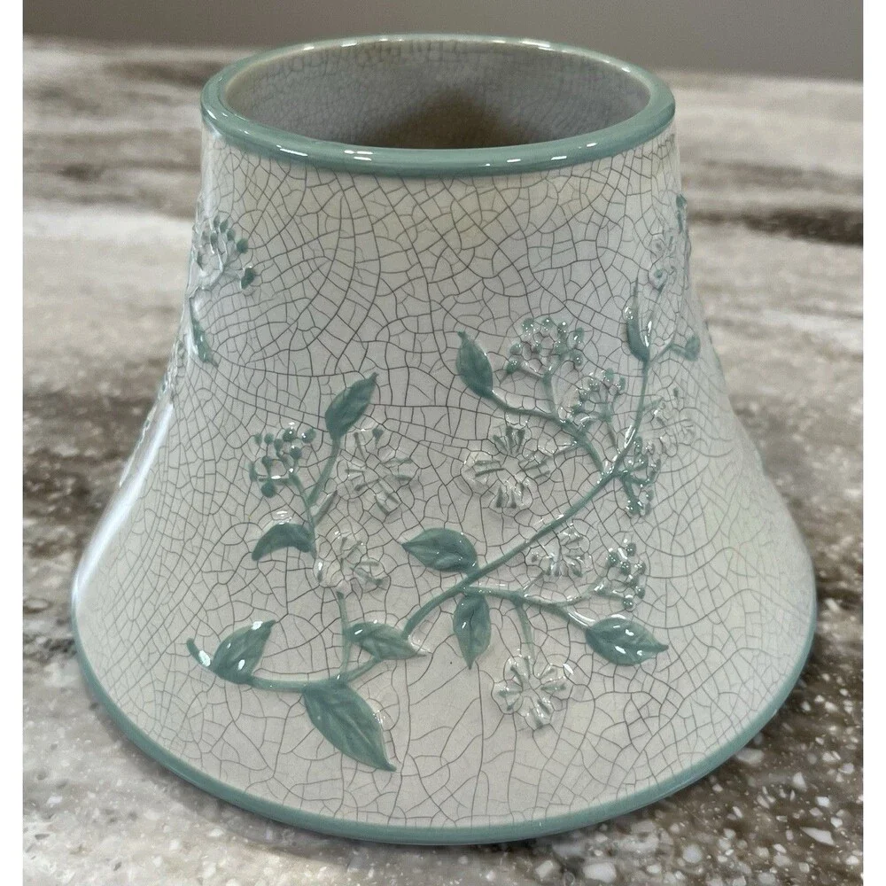 Yankee Candle Beach Flower Candle Topper lamp shade crackle finish Cottagecore